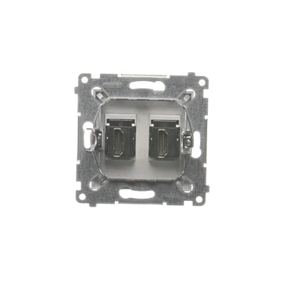 Double HDMI socket (module) silver metallic