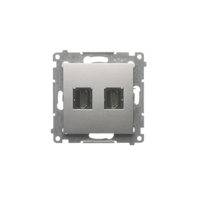 Double HDMI socket (module) silver metallic