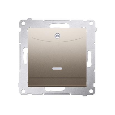 Double hotel switch -2Z with backlight. Rated current 10A (module) gold (metallic)