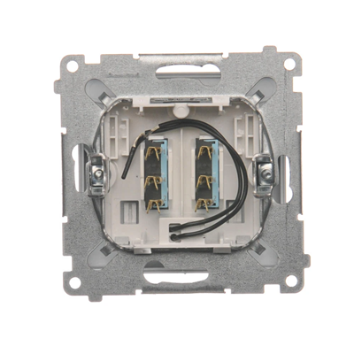 Double hotel switch -2Z with backlight. Rated current 10A (module) silver (metallic)