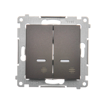 Double illuminated cross switch (module) 250 V, matt bronze metallic