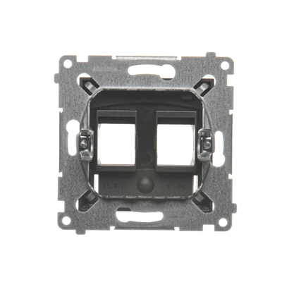 Double IP44 data socket cover for Keystone with a description field, transparent anthracite flap