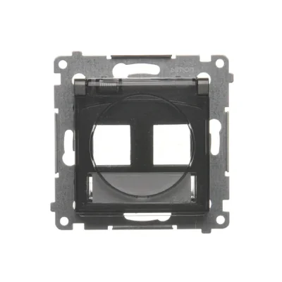 Double IP44 data socket cover for Keystone with a description field, transparent anthracite flap