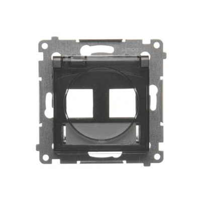 Double IP44 data socket cover for Keystone with a description field, transparent anthracite flap