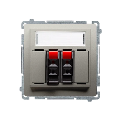 Double loudspeaker socket with description field (module) metallic satin