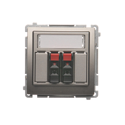 Double loudspeaker socket with description field (module) metallic satin
