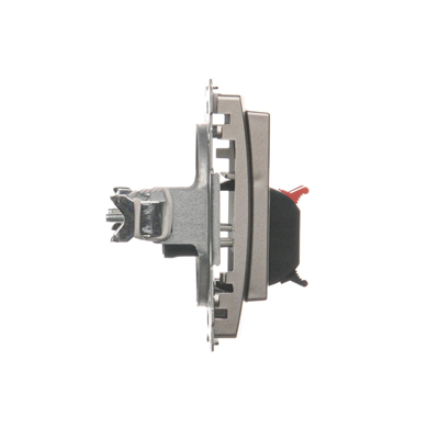Double loudspeaker socket with description field (module) metallic satin