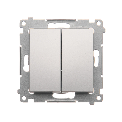 Double push-button without pictogram (module) 10A 250V quick connectors silver (metallic)