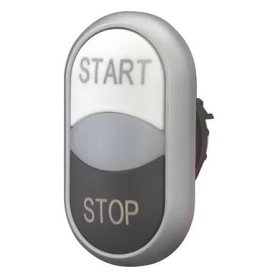 Double pushbutton motor with spring return, white start, black stop, M22-DDL-WS-GB1/GB0