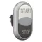 Double pushbutton motor with spring return, white start, black stop, M22-DDL-WS-GB1/GB0