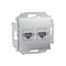 Double RJ11 telephone socket (module) aluminum (metallic)