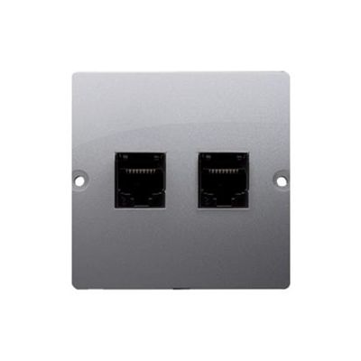 Double RJ11 telephone socket (module) inox (metallic)