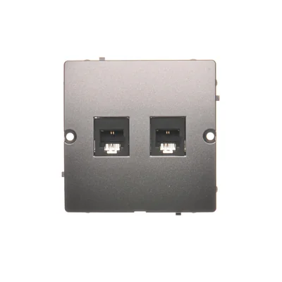 Double RJ11 telephone socket (module) inox (metallic)