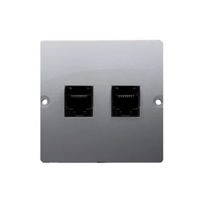 Double RJ11 telephone socket (module) inox (metallic)