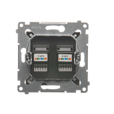 Double RJ12 telephone socket (module) anthracite (metallic)