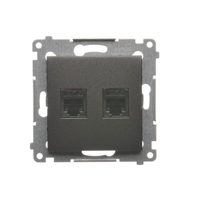 Double RJ12 telephone socket (module) anthracite (metallic)