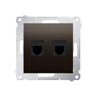 Double RJ12 telephone socket (module) bronze matt metallic