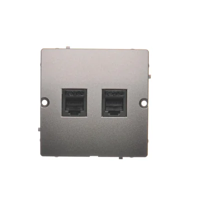 Double RJ12 telephone socket (module) metallic inox