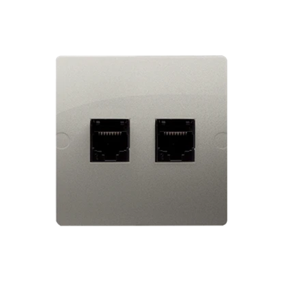 Double RJ12 telephone socket (module) satin (metallic)