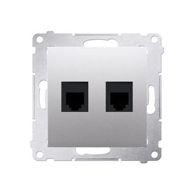 Double RJ12 telephone socket (module) silver (metallic)