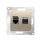 Double RJ45 computer socket, category 6, shielded with anti-dust cover (module) gold (metallic)