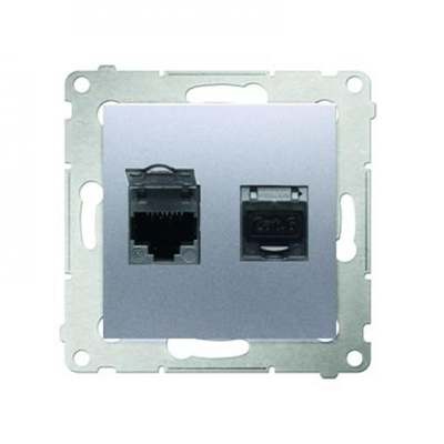 Double RJ45 computer socket, category 6, shielded with anti-dust cover (module) gold (metallic)