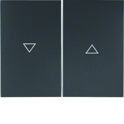 Double rocker with the "arrow" symbol imprinted in matt anthracite lacquered