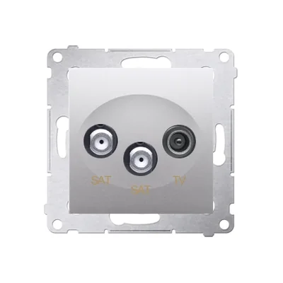 Double satellite antenna socket SAT-SAT-RTV (module) silver (metallic)