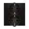 Double Schuko socket with shutters 16A, 250V, screw terminals, anthracite (metallic)