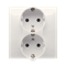 Double Schuko socket with shutters 16A, 250V, screw terminals, cream