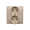 Double Schuko socket with shutters 16A, 250V, screw terminals, cream