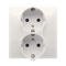 Double Schuko socket with shutters 16A, 250V, screw terminals, cream