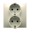 Double Schuko socket with shutters 16A, 250V, screw terminals, gold (metallic)