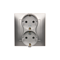 Double Schuko socket with shutters 16A, 250V, screw terminals, silver (metallic)