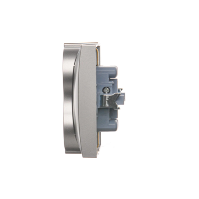 Double Schuko socket with shutters 16A, 250V, screw terminals, silver (metallic)