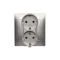 Double Schuko socket with shutters 16A, 250V, screw terminals, silver (metallic)