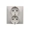 Double Schuko socket with shutters 16A, 250V, screw terminals, white