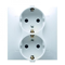 Double Schuko socket with shutters 16A, 250V, screw terminals, white