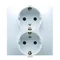 Double Schuko socket with shutters 16A, 250V, screw terminals, white