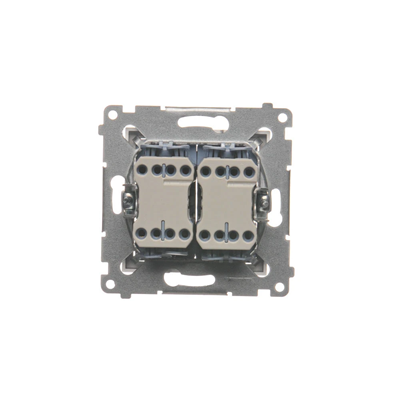 Double shutter switch (module) 230V, quick connectors. , silver metallic