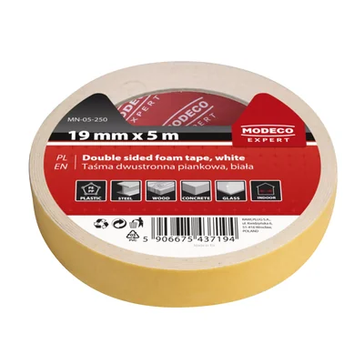 Double-sided tape 19mm x 1.5m white