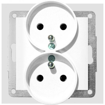 Double socket 2P+E with screw terminals anthracite, fiorena