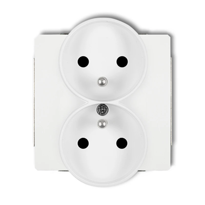 Double socket mechanism for frame with grounding 2x2P+Z, white