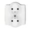 Double socket mechanism for frame with grounding 2x2P+Z, white