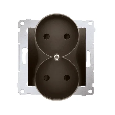 Double socket outlet for nature frames 230V, brown matt metallic