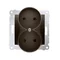 Double socket outlet for nature frames 230V, brown matt metallic