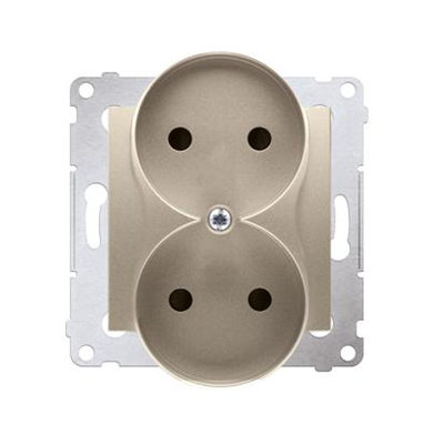 Double socket outlet for nature frames 230V, gold metallic