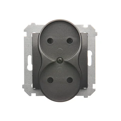 Double socket outlet for nature frames 230V, metallic anthracite