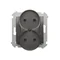 Double socket outlet for nature frames 230V, metallic anthracite