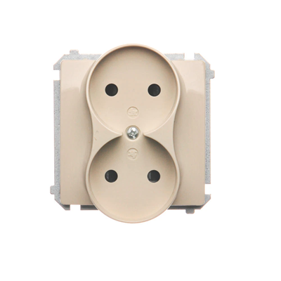 Double socket-outlet (module), 230V, beige